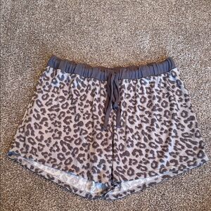 Lucky Brand Leopard Print Pajama Shorts - Gray and Brown